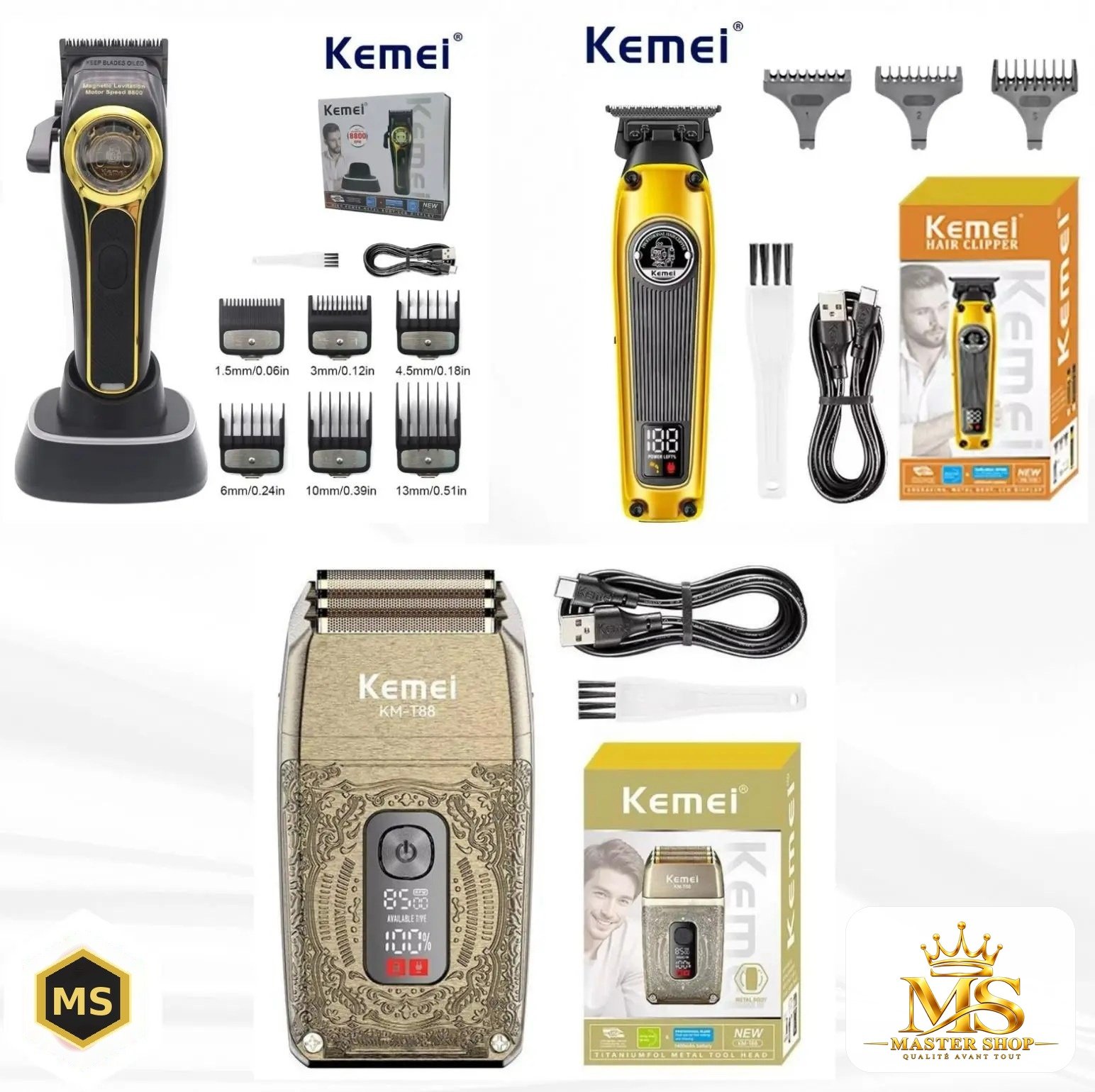 باك 3X1 مكينة الحلاقة KEMEI 2373